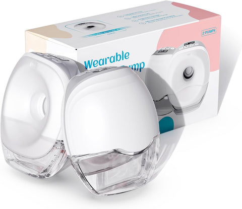 Breast Pump Hands Free, Wearable Electric Portable Silicone Breast Pump, 3 Modes & 8 Levels, Painless & Leak-Proof Design, 17mm~27mm Flange Inserts, Smart LCD Display, 2 Pack, White - Dwzpryc