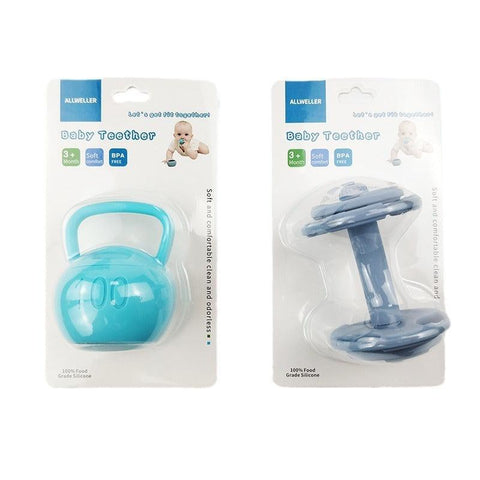 Food grade soothing kettlebell barbell gum detachable baby anti eating hand wear-resistant bite - Dwzpryc